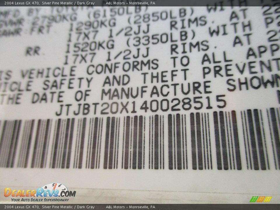 2004 Lexus GX 470 Silver Pine Metallic / Dark Gray Photo #19