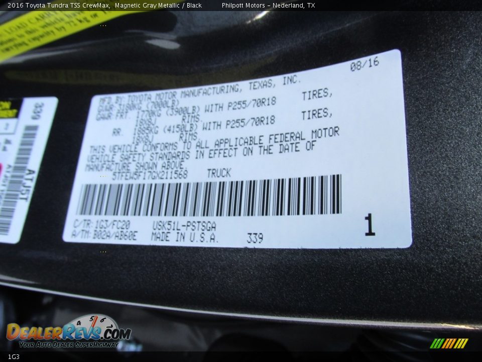 Toyota Color Code 1G3 Magnetic Gray Metallic