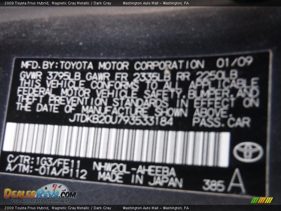 2009 Toyota Prius Hybrid Magnetic Gray Metallic / Dark Gray Photo #18