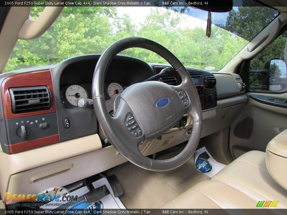 2005 Ford F250 Super Duty Lariat Crew Cab 4x4 Dark Shadow Grey Metallic / Tan Photo #26