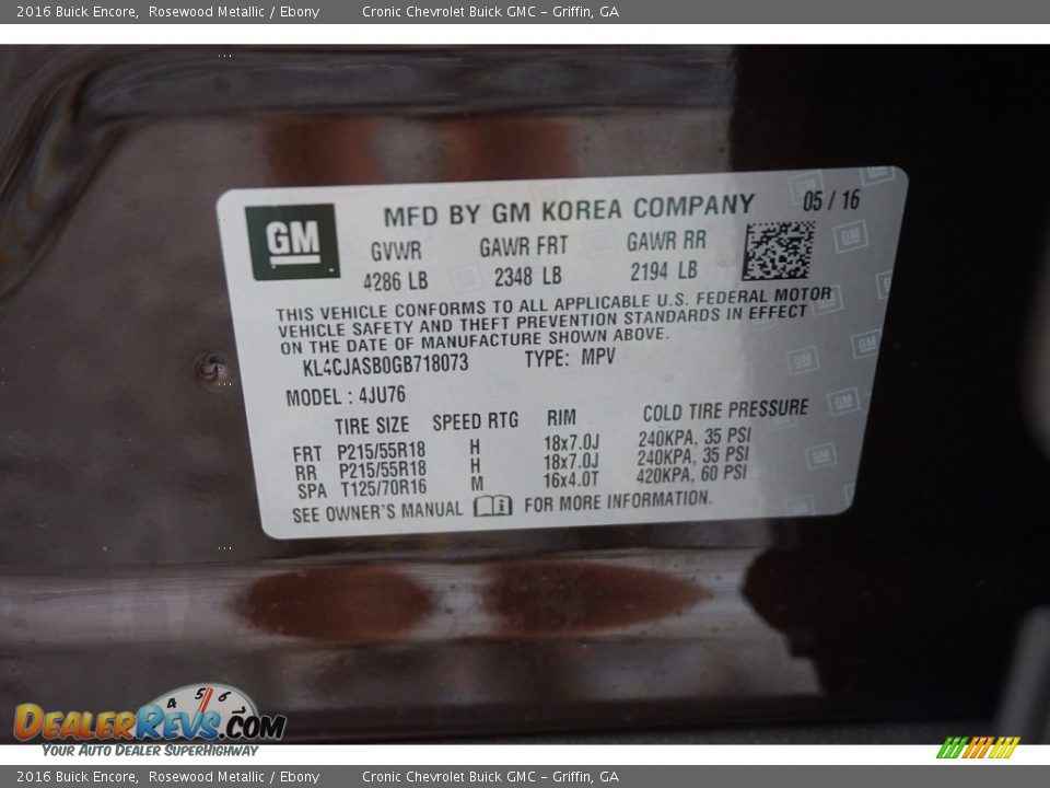 2016 Buick Encore Rosewood Metallic / Ebony Photo #15