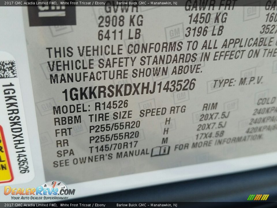 2017 GMC Acadia Limited FWD White Frost Tricoat / Ebony Photo #10