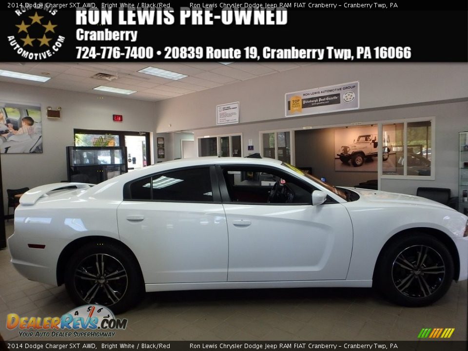 2014 Dodge Charger SXT AWD Bright White / Black/Red Photo #1