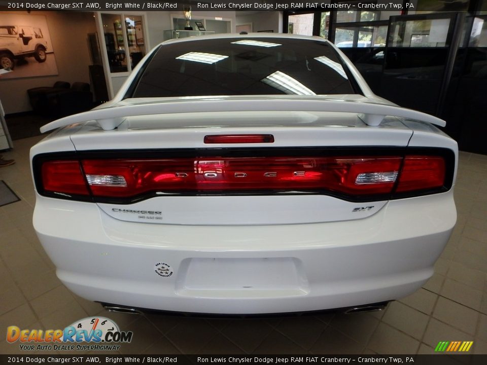 2014 Dodge Charger SXT AWD Bright White / Black/Red Photo #2