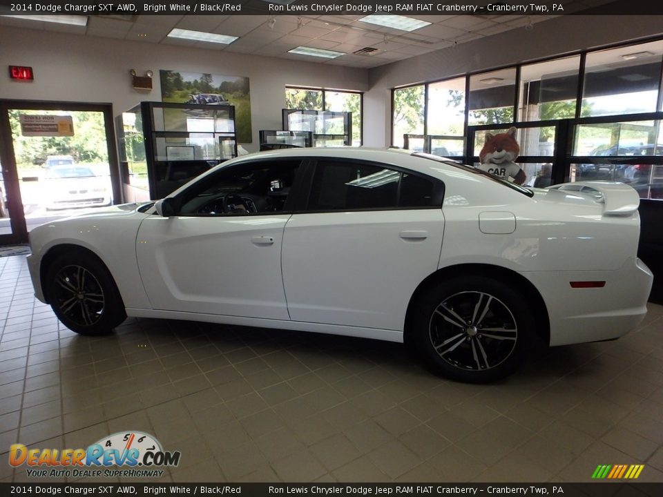 2014 Dodge Charger SXT AWD Bright White / Black/Red Photo #4