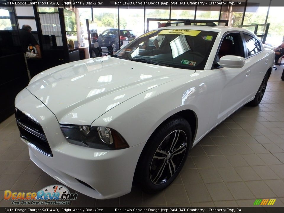 2014 Dodge Charger SXT AWD Bright White / Black/Red Photo #5