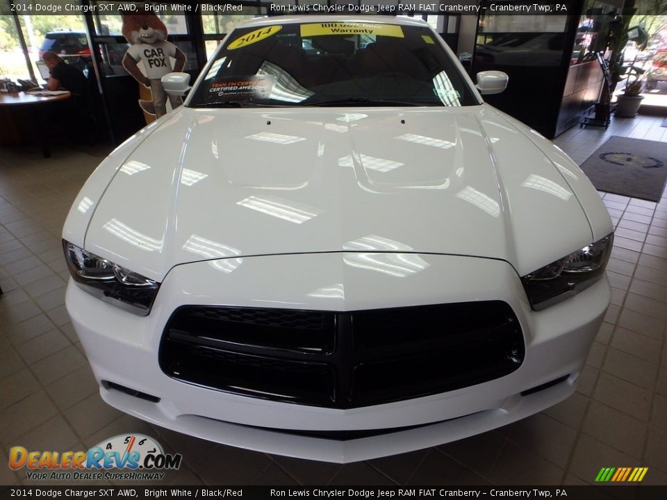 2014 Dodge Charger SXT AWD Bright White / Black/Red Photo #6