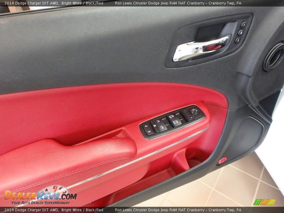2014 Dodge Charger SXT AWD Bright White / Black/Red Photo #15