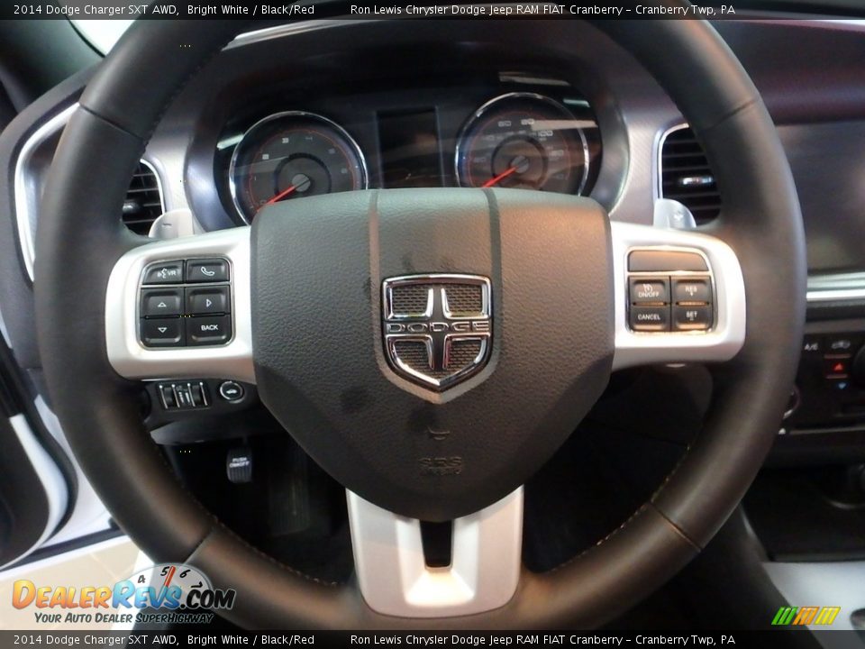 2014 Dodge Charger SXT AWD Bright White / Black/Red Photo #17
