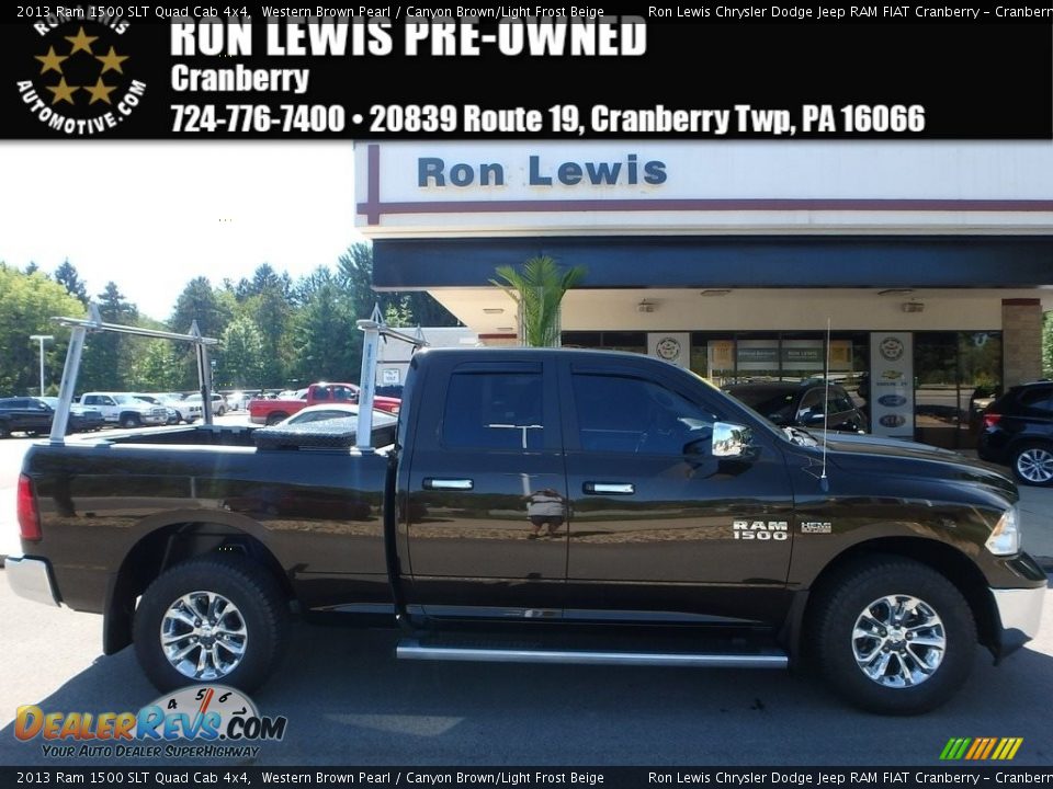 2013 Ram 1500 SLT Quad Cab 4x4 Western Brown Pearl / Canyon Brown/Light Frost Beige Photo #1