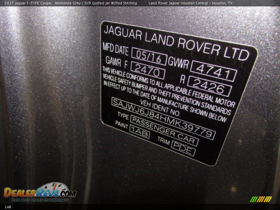 Jaguar Color Code 1AB Ammonite Grey