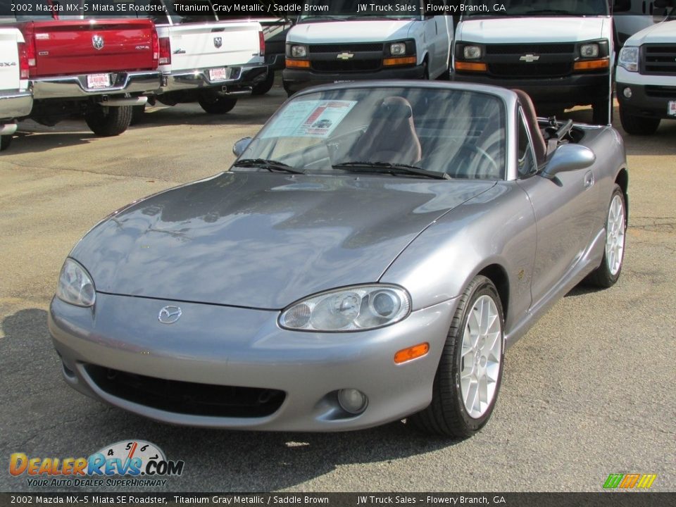 2002 Mazda MX-5 Miata SE Roadster Titanium Gray Metallic / Saddle Brown Photo #1
