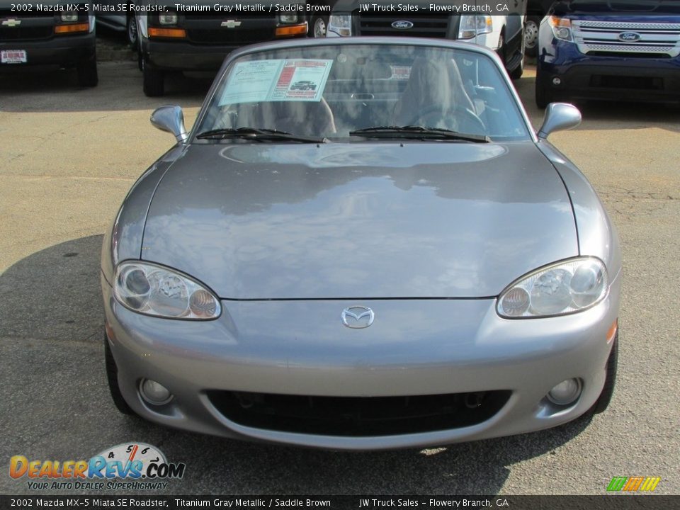 2002 Mazda MX-5 Miata SE Roadster Titanium Gray Metallic / Saddle Brown Photo #2