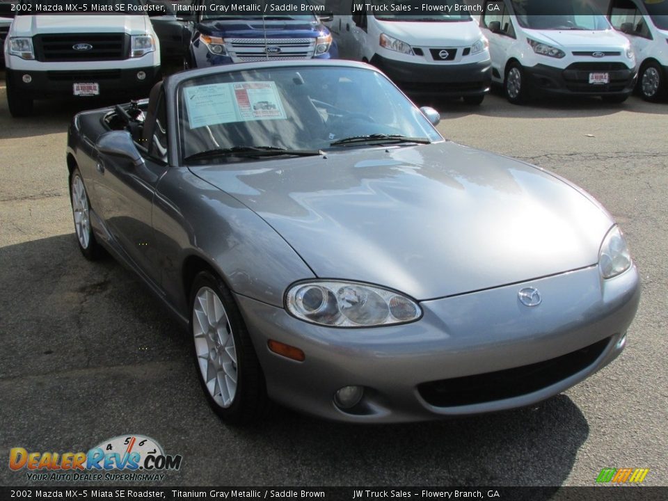 2002 Mazda MX-5 Miata SE Roadster Titanium Gray Metallic / Saddle Brown Photo #3