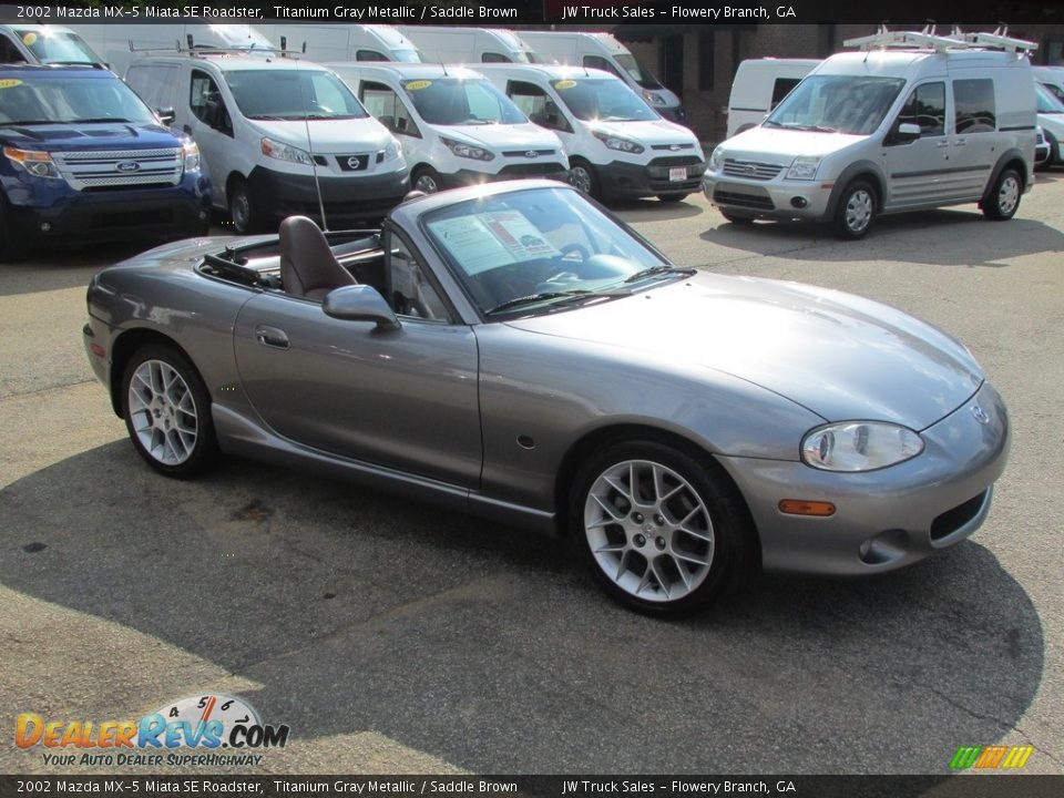 2002 Mazda MX-5 Miata SE Roadster Titanium Gray Metallic / Saddle Brown Photo #4