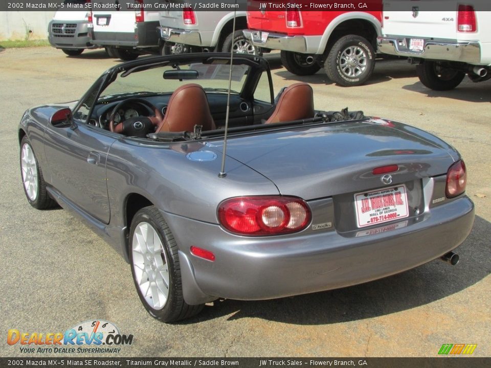 2002 Mazda MX-5 Miata SE Roadster Titanium Gray Metallic / Saddle Brown Photo #9