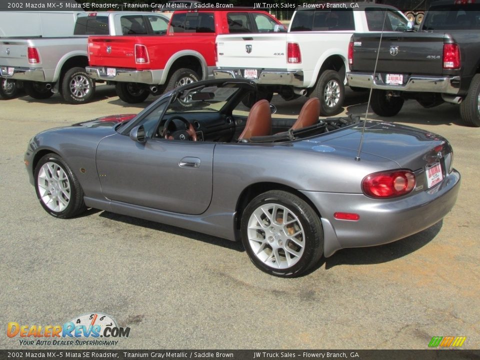 2002 Mazda MX-5 Miata SE Roadster Titanium Gray Metallic / Saddle Brown Photo #10