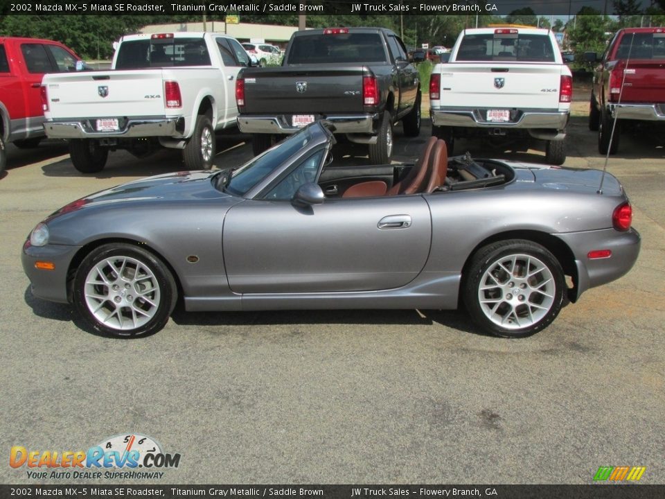 2002 Mazda MX-5 Miata SE Roadster Titanium Gray Metallic / Saddle Brown Photo #11