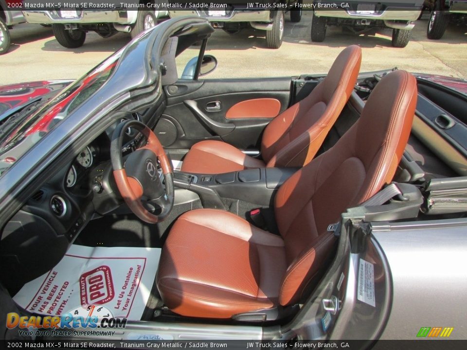 2002 Mazda MX-5 Miata SE Roadster Titanium Gray Metallic / Saddle Brown Photo #19