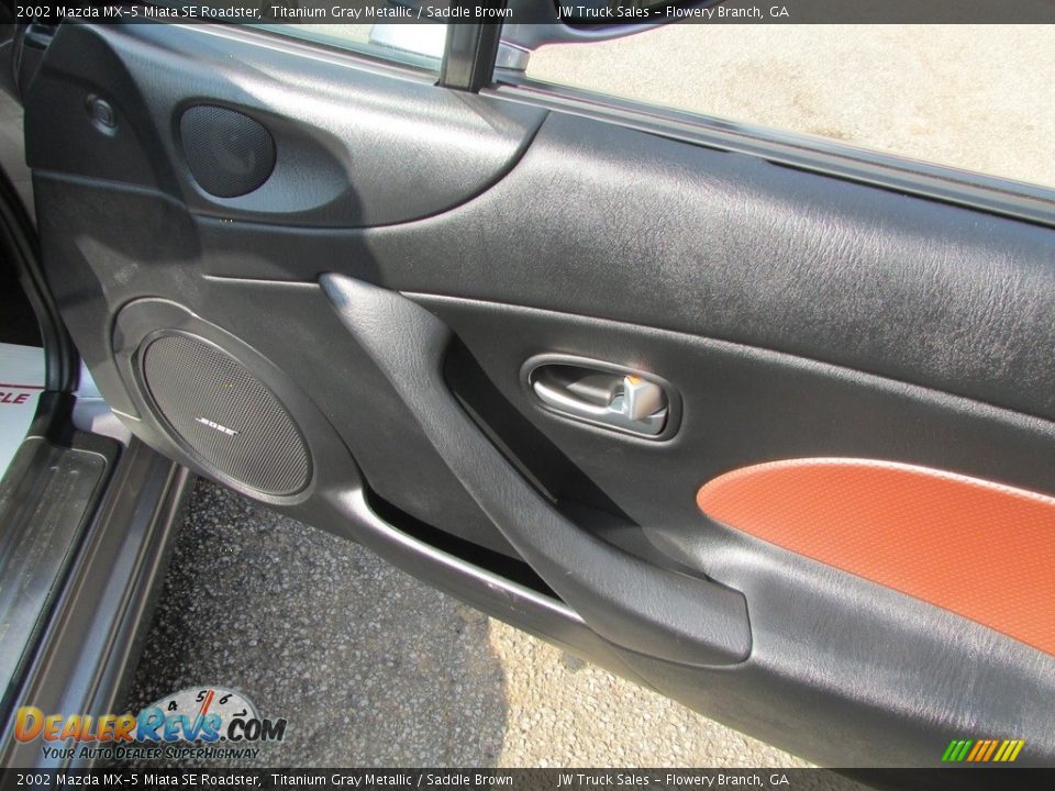 2002 Mazda MX-5 Miata SE Roadster Titanium Gray Metallic / Saddle Brown Photo #28