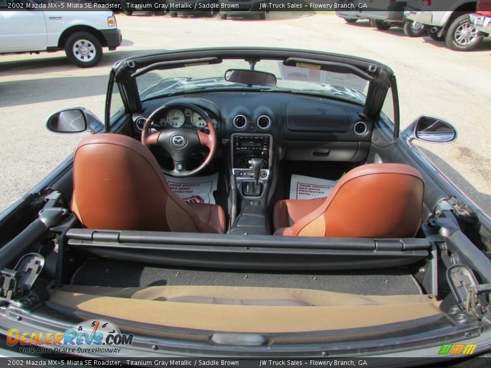 2002 Mazda MX-5 Miata SE Roadster Titanium Gray Metallic / Saddle Brown Photo #30