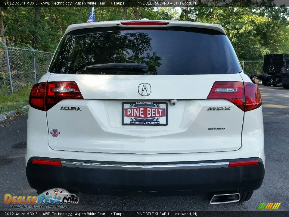 2012 Acura MDX SH-AWD Technology Aspen White Pearl II / Taupe Photo #5