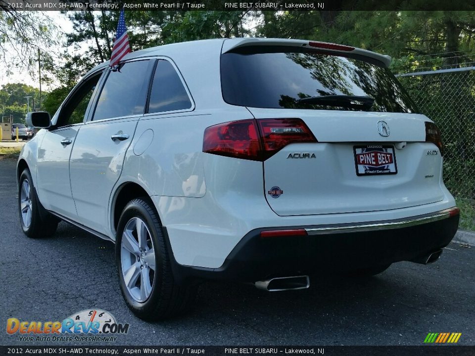 2012 Acura MDX SH-AWD Technology Aspen White Pearl II / Taupe Photo #6