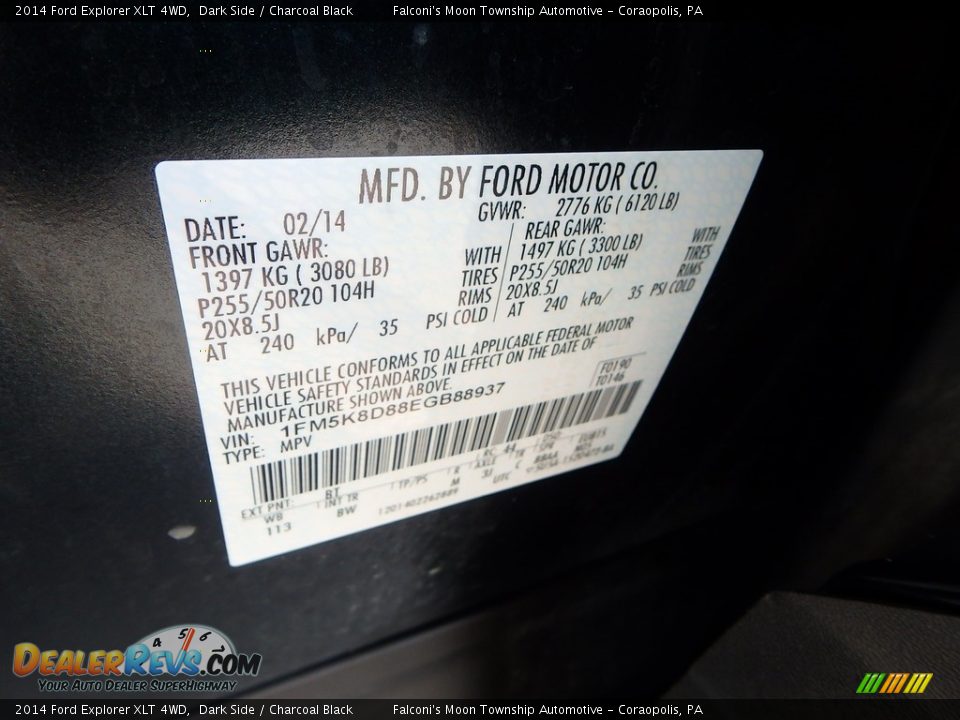 2014 Ford Explorer XLT 4WD Dark Side / Charcoal Black Photo #23