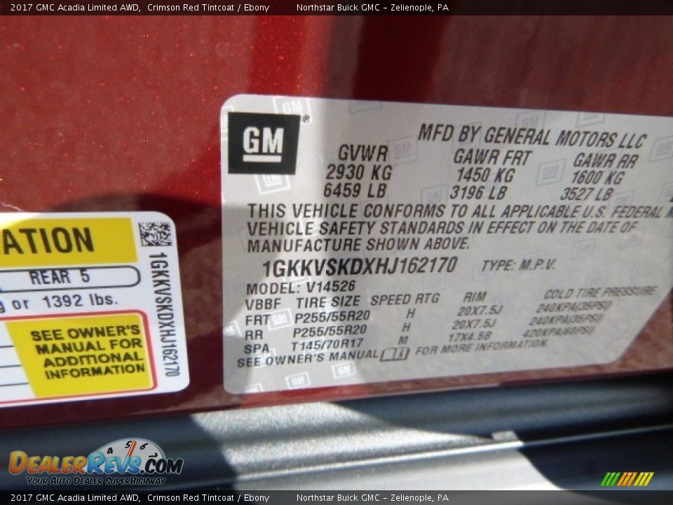 2017 GMC Acadia Limited AWD Crimson Red Tintcoat / Ebony Photo #16