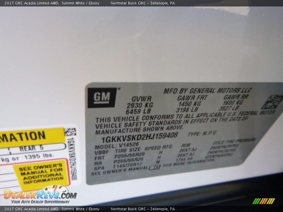 2017 GMC Acadia Limited AWD Summit White / Ebony Photo #16
