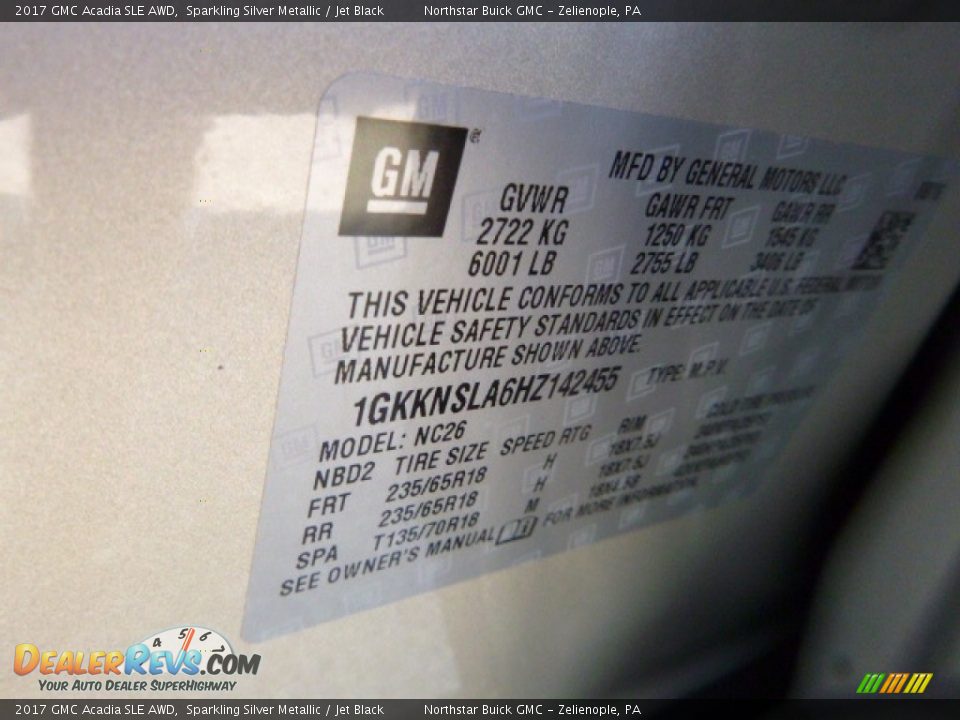 2017 GMC Acadia SLE AWD Sparkling Silver Metallic / Jet Black Photo #16
