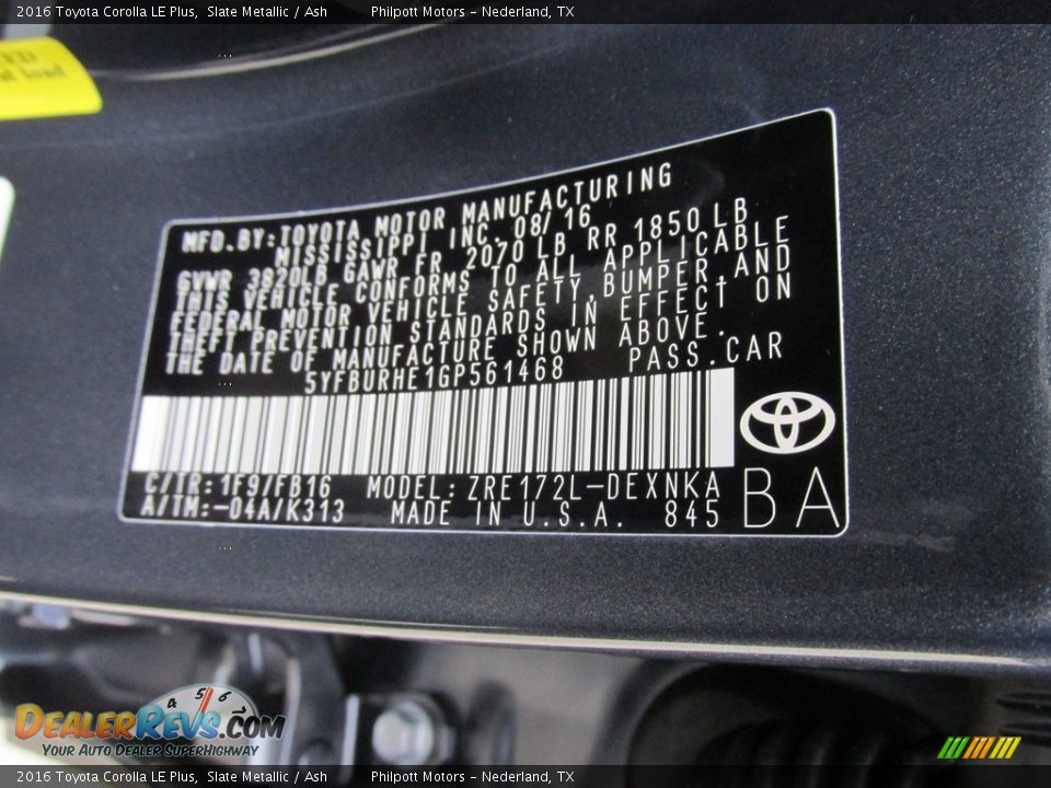 2016 Toyota Corolla LE Plus Slate Metallic / Ash Photo #32