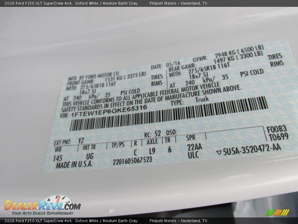 2016 Ford F150 XLT SuperCrew 4x4 Oxford White / Medium Earth Gray Photo #35