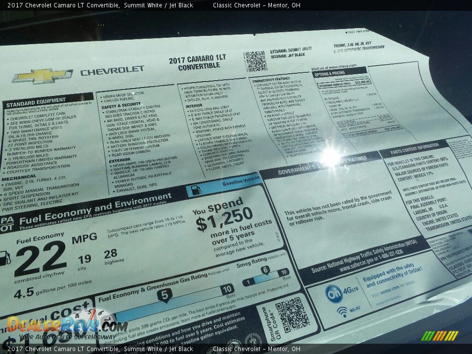 2017 Chevrolet Camaro LT Convertible Summit White / Jet Black Photo #4
