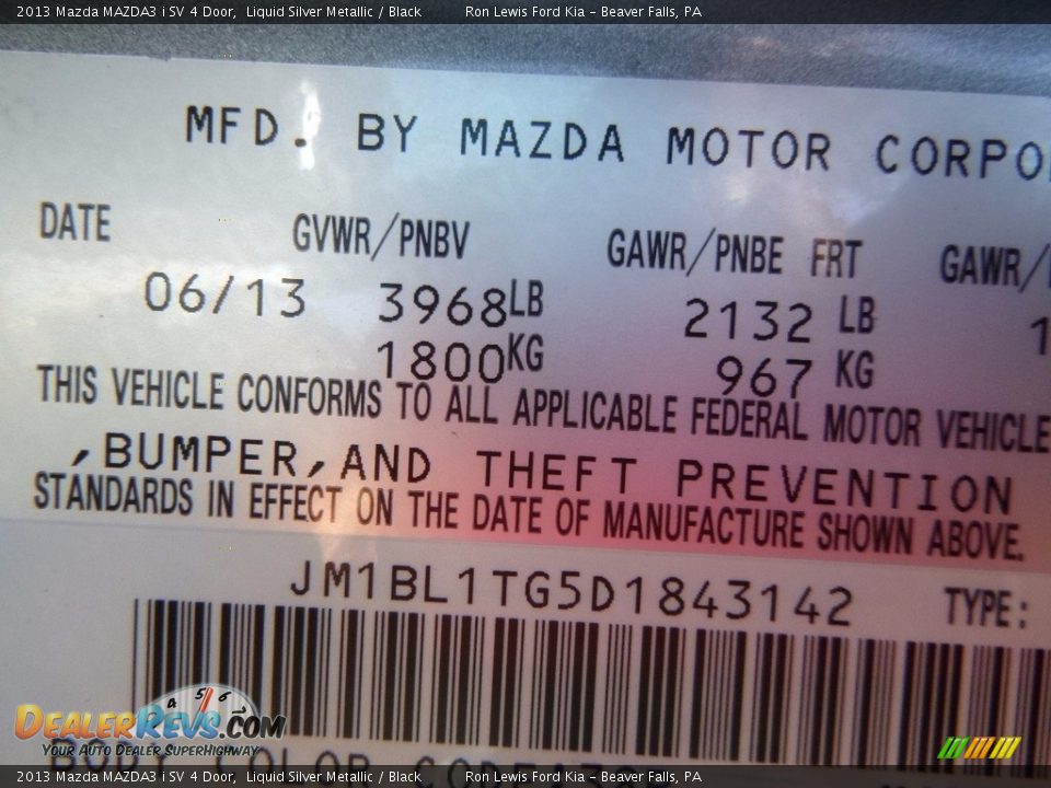 2013 Mazda MAZDA3 i SV 4 Door Liquid Silver Metallic / Black Photo #16