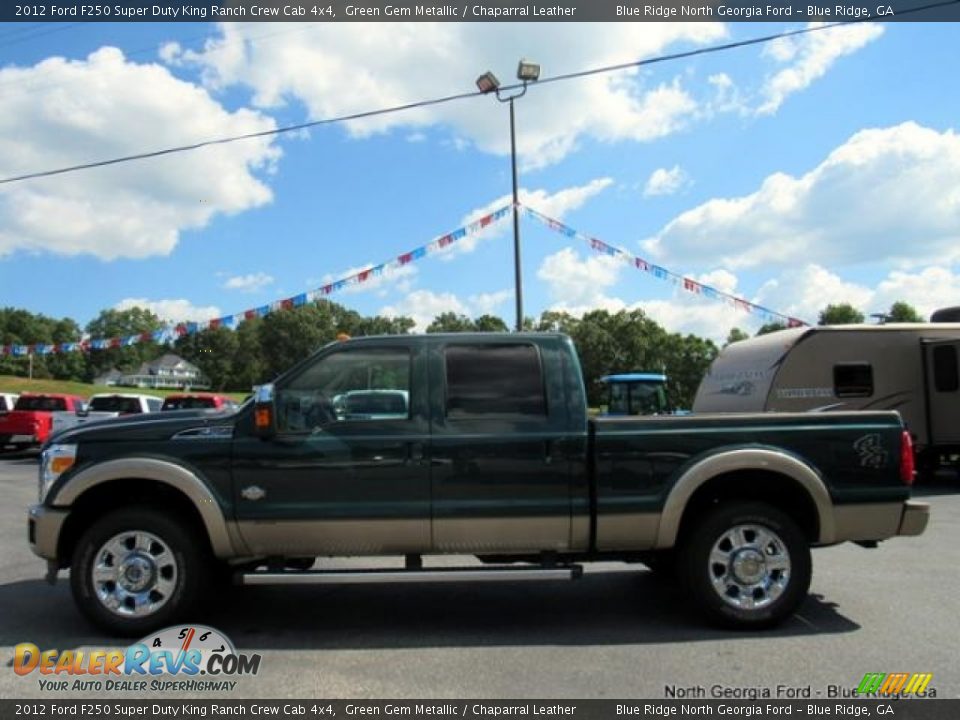 2012 Ford F250 Super Duty King Ranch Crew Cab 4x4 Green Gem Metallic / Chaparral Leather Photo #2
