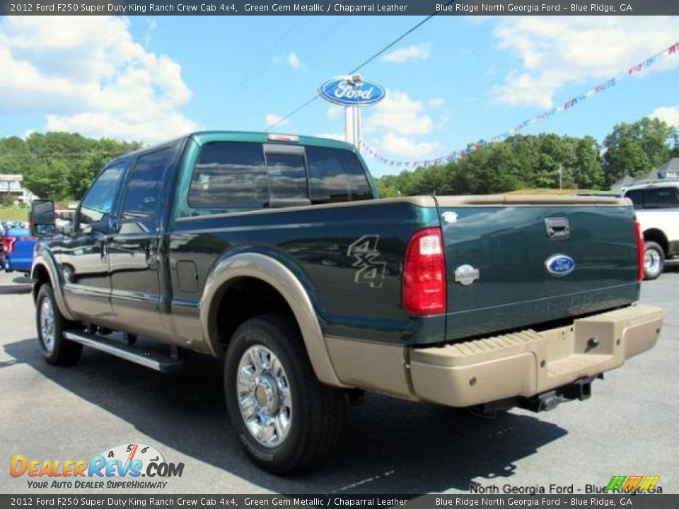 2012 Ford F250 Super Duty King Ranch Crew Cab 4x4 Green Gem Metallic / Chaparral Leather Photo #3