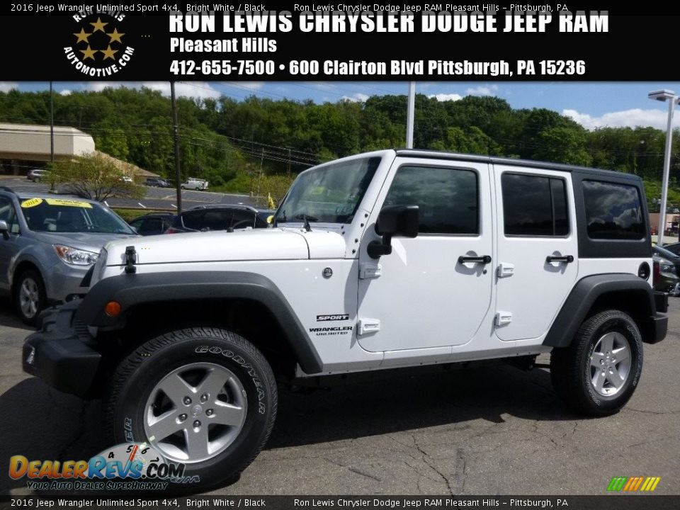 2016 Jeep Wrangler Unlimited Sport 4x4 Bright White / Black Photo #1