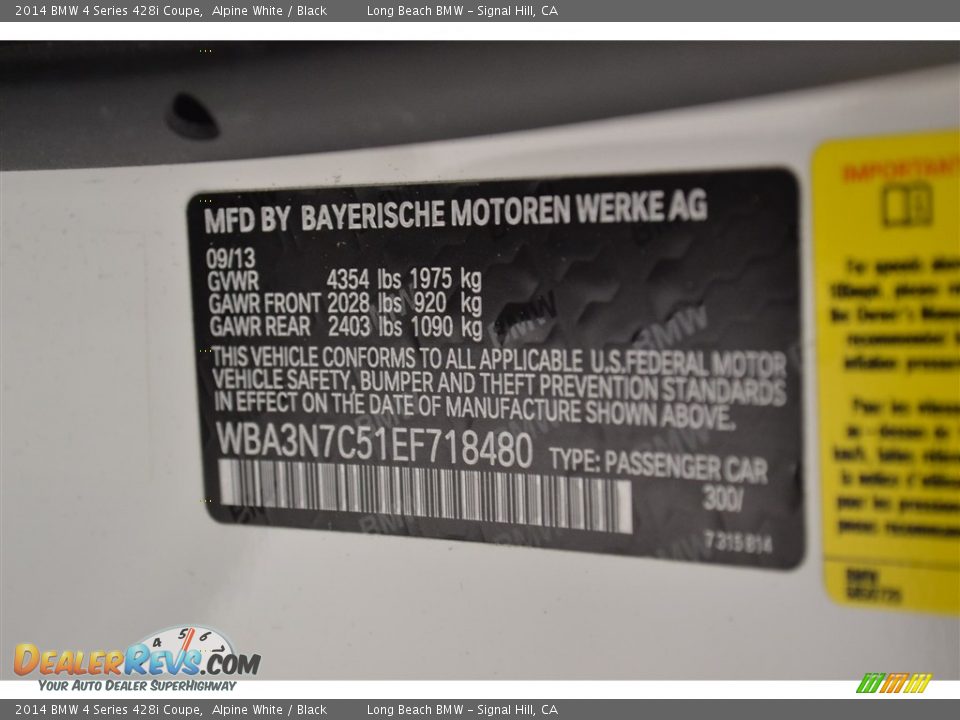 2014 BMW 4 Series 428i Coupe Alpine White / Black Photo #30