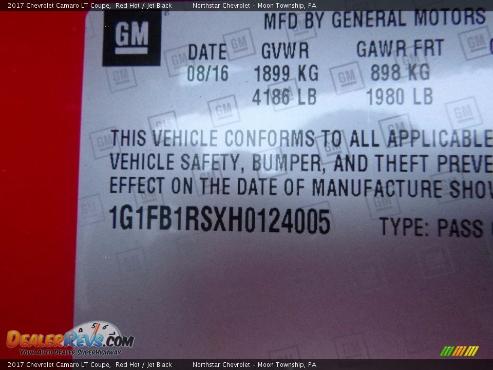2017 Chevrolet Camaro LT Coupe Red Hot / Jet Black Photo #15
