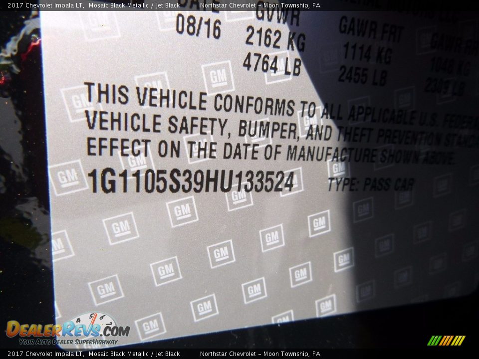 2017 Chevrolet Impala LT Mosaic Black Metallic / Jet Black Photo #15