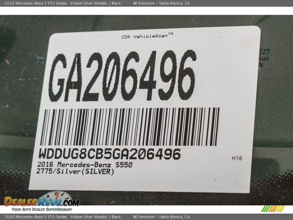 2016 Mercedes-Benz S 550 Sedan Iridium Silver Metallic / Black Photo #8