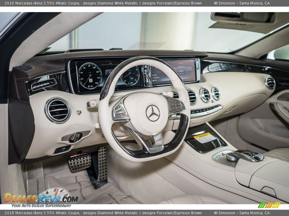 2016 Mercedes-Benz S 550 4Matic Coupe designo Diamond White Metallic / designo Porcelain/Espresso Brown Photo #6