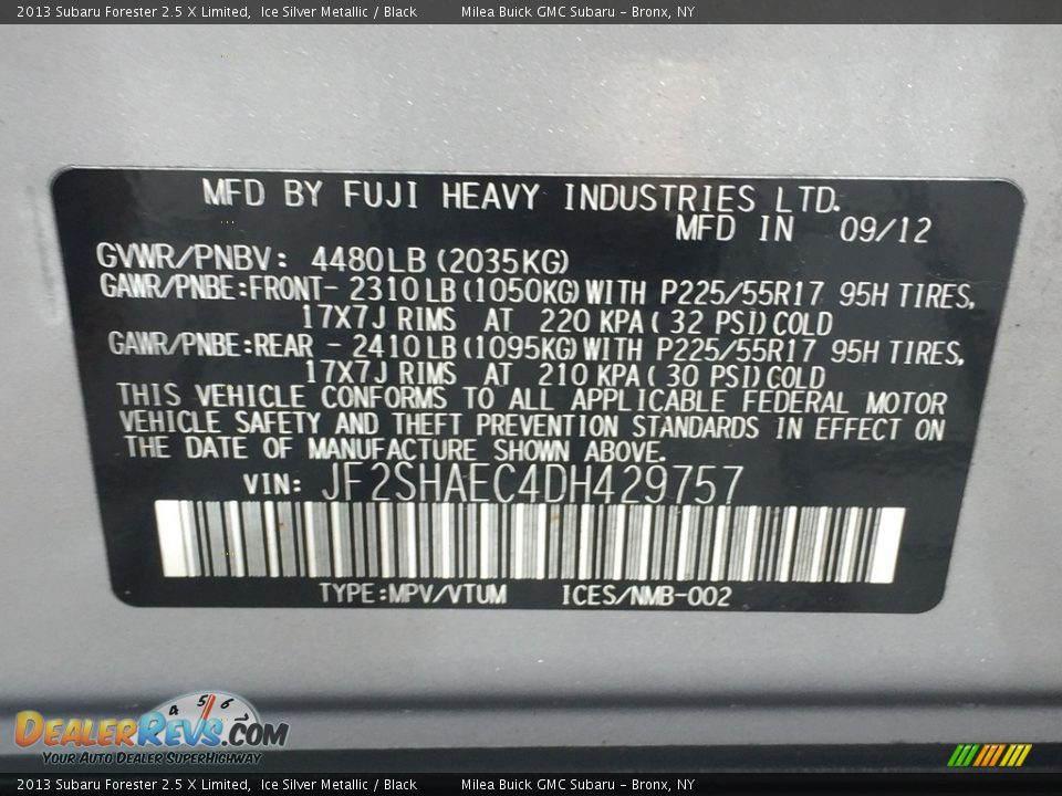 2013 Subaru Forester 2.5 X Limited Ice Silver Metallic / Black Photo #15