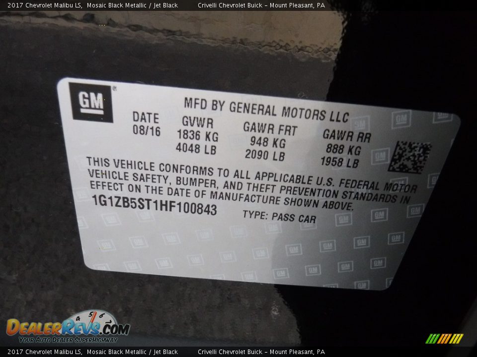 2017 Chevrolet Malibu LS Mosaic Black Metallic / Jet Black Photo #20
