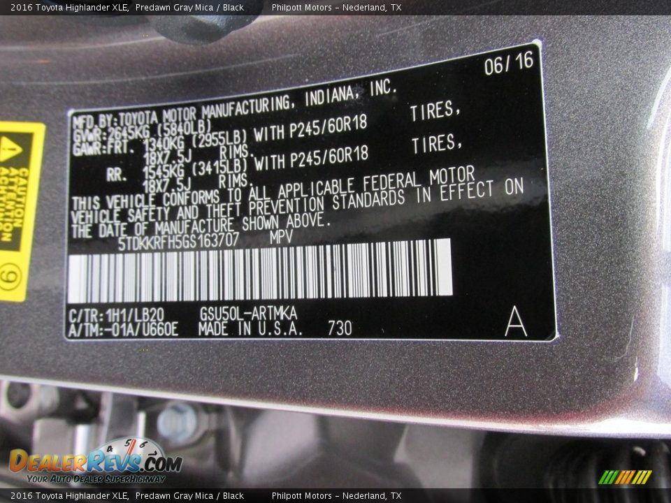 2016 Toyota Highlander XLE Predawn Gray Mica / Black Photo #36