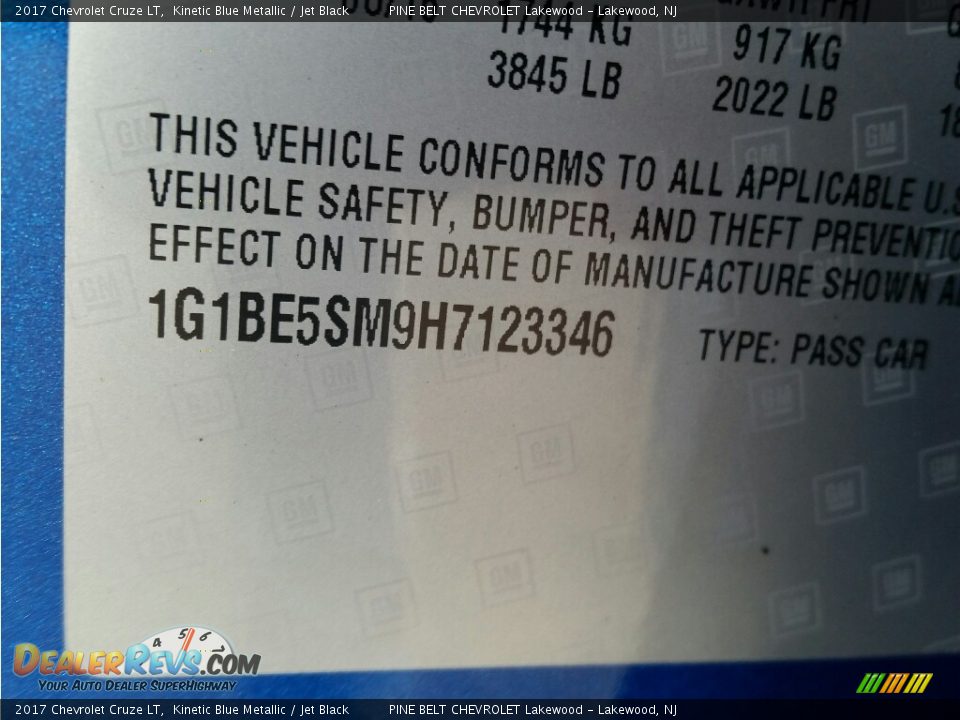 2017 Chevrolet Cruze LT Kinetic Blue Metallic / Jet Black Photo #10