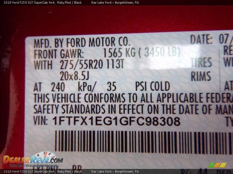 2016 Ford F150 XLT SuperCab 4x4 Ruby Red / Black Photo #13