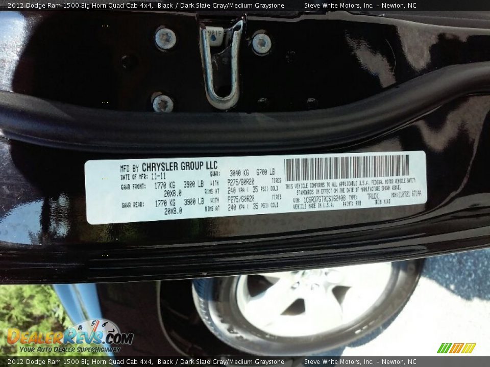 2012 Dodge Ram 1500 Big Horn Quad Cab 4x4 Black / Dark Slate Gray/Medium Graystone Photo #24