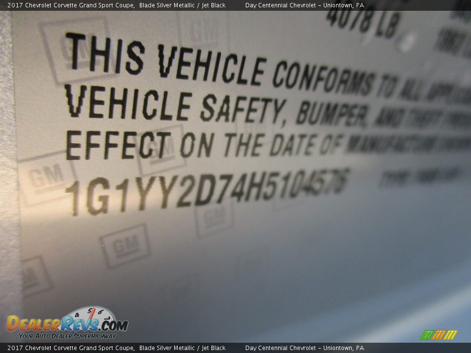 2017 Chevrolet Corvette Grand Sport Coupe Blade Silver Metallic / Jet Black Photo #19